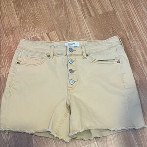 Sonoma Women's Beige Jean Shorts frayed hem. Button front stretchy size 8